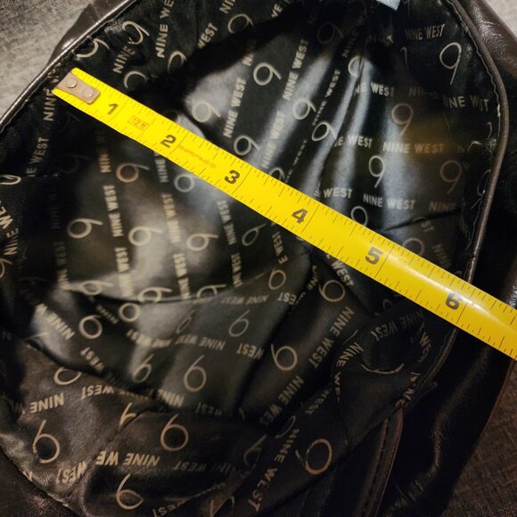 Women's Nine West Black Faux Leather Octagonal Baker Hats Gatsby Newsboy Hat - Picture 9 of 10